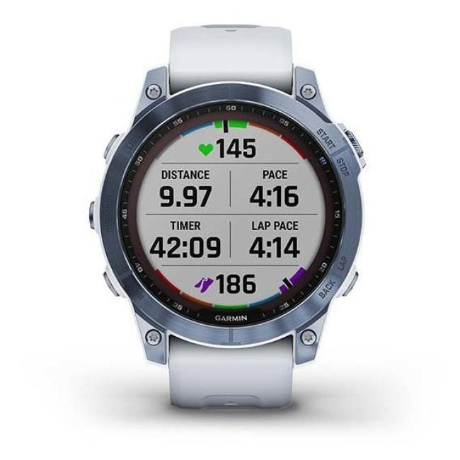 Garmin Fenix 7 Sapphire Solar Mineral Blue DLC Titanium with Whitestone Band (010-02540-24/25)