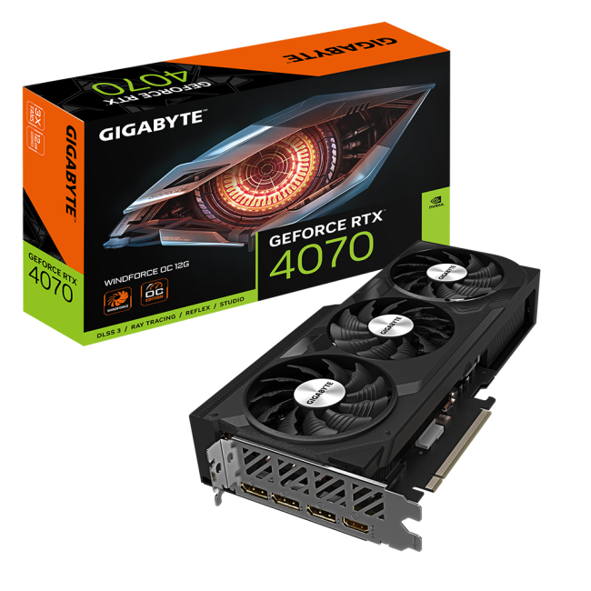 Видеокарта Gigabyte GeForce RTX4070 12Gb WINDFORCE OC (GV-N4070WF3OC-12GD)