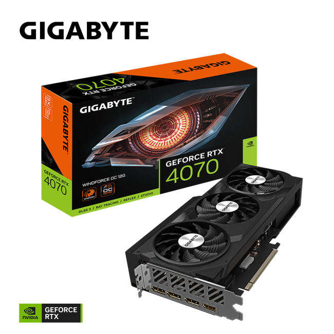 Видеокарта Gigabyte GeForce RTX4070 12Gb WINDFORCE OC (GV-N4070WF3OC-12GD)