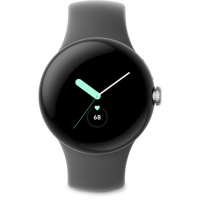 Google Pixel Watch LTE Polished Silver Case/Charcoal Active Band