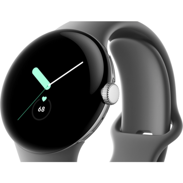 Google Pixel Watch LTE Polished Silver Case/Charcoal Active Band