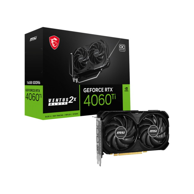 MSI GeForce RTX4060Ti 16Gb VENTUS 2X OC BLACK (RTX 4060 Ti VENTUS 2X BLACK 16G OC)