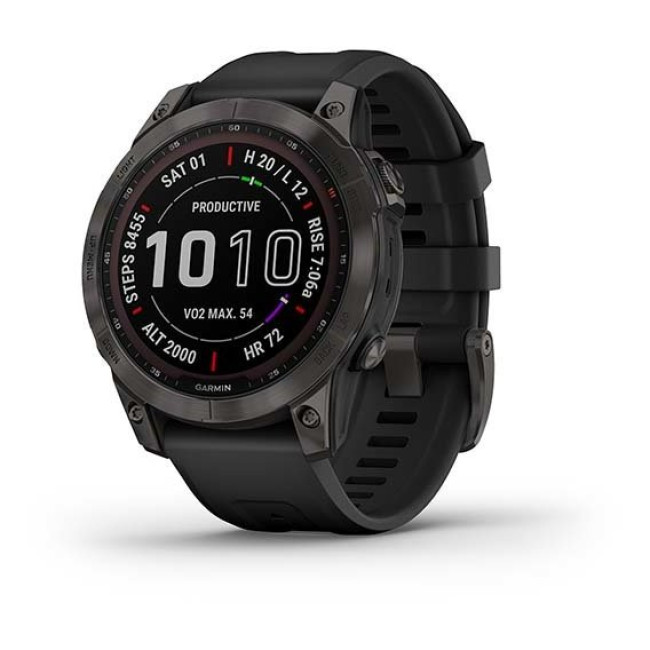 Garmin Fenix 7 Sapphire Solar Carbon Gray DLC Titanium with Black Band (010-02540-20/21)