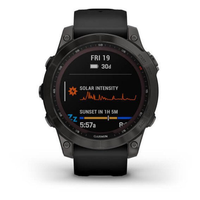 Garmin Fenix 7 Sapphire Solar Carbon Gray DLC Titanium with Black Band (010-02540-20/21)