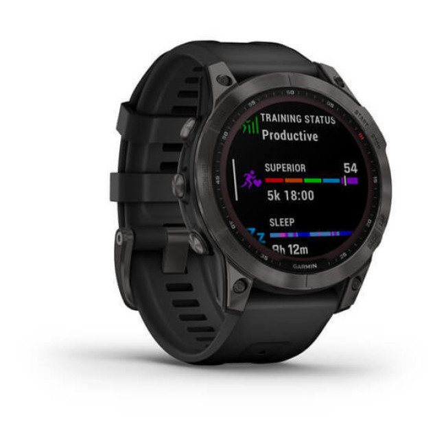 Garmin Fenix 7 Sapphire Solar Carbon Gray DLC Titanium with Black Band (010-02540-20/21)