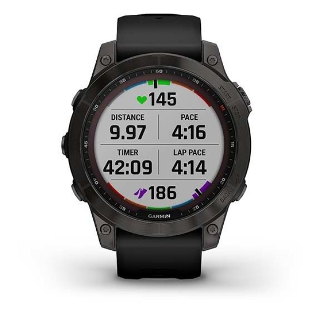 Garmin Fenix 7 Sapphire Solar Carbon Gray DLC Titanium with Black Band (010-02540-20/21)