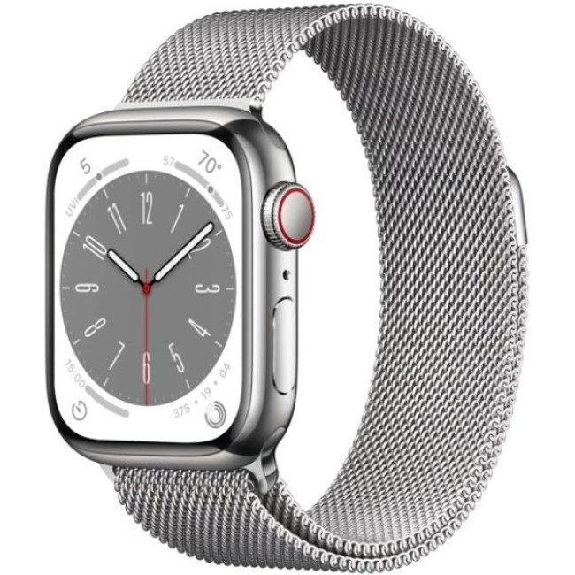 Apple Watch Series 8 GPS + Cellular 45mm Silver S. Steel Case w. Milanese Loop Silver (MNKG3/MNKJ3)