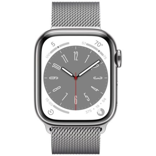 Apple Watch Series 8 GPS + Cellular 45mm Silver S. Steel Case w. Milanese Loop Silver (MNKG3/MNKJ3)