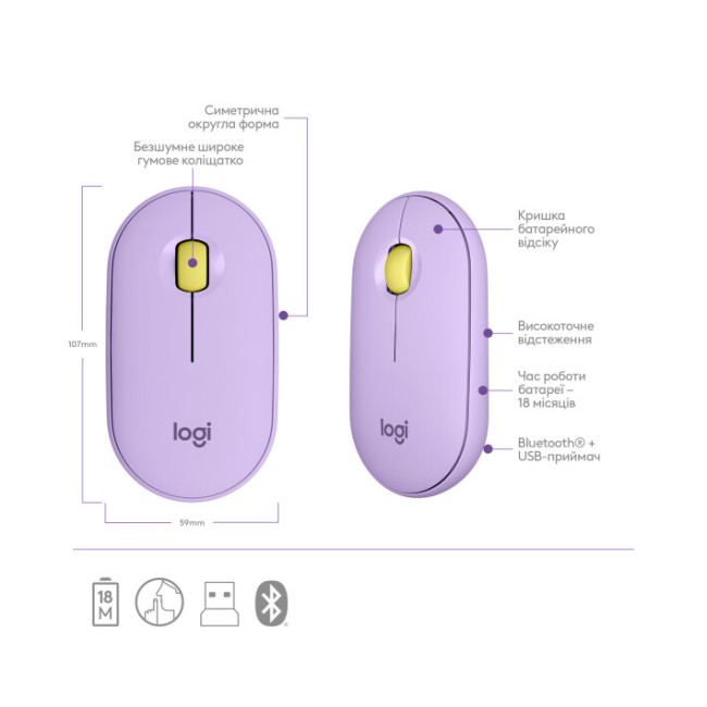 Logitech Pebble M350 Lavender Lemonade (910-006752)