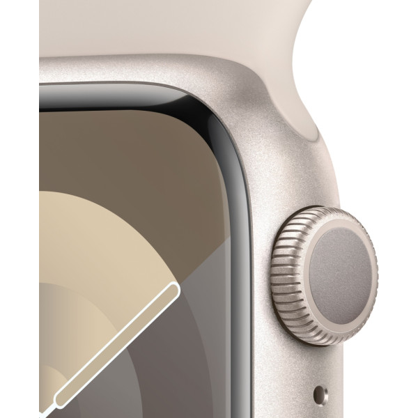 Apple Watch Series 9 GPS 41mm Starlight - Звездное алюминиевое кейс с браслетом Starlight Sport Band - M/L (MR8U3)