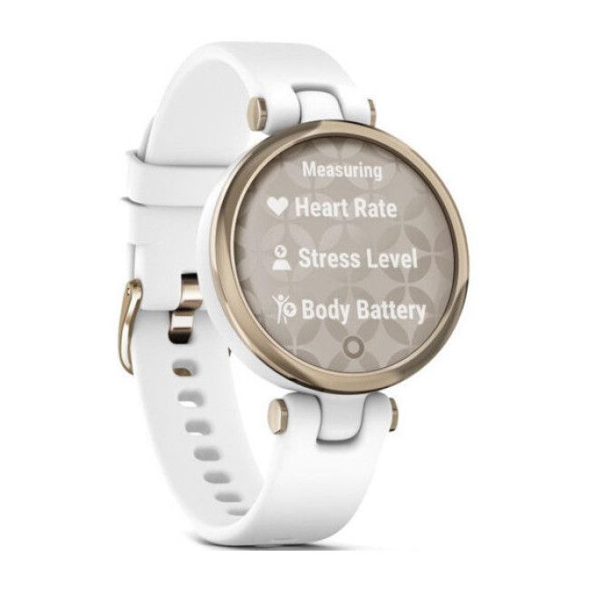 Garmin Lily Cream Gold Bezel with White Case and Silicone Band (010-02384-10)