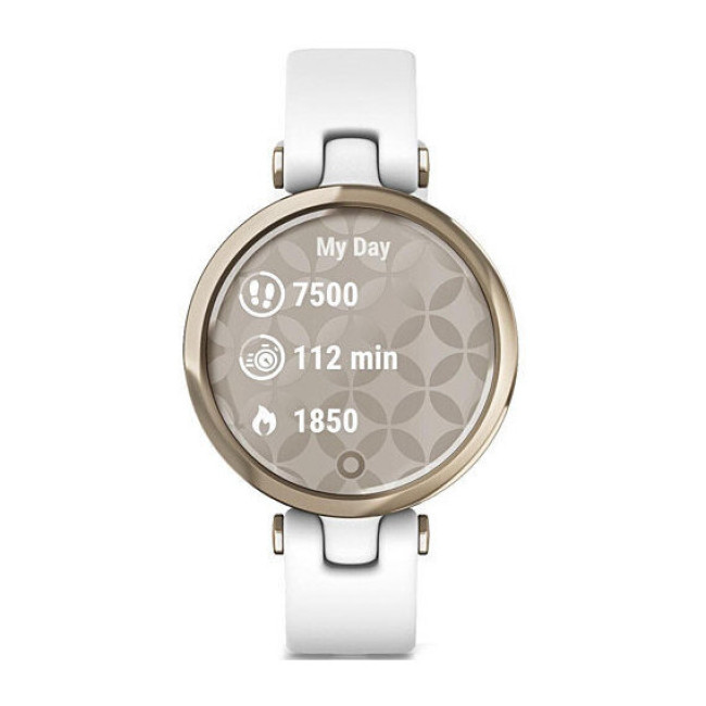 Garmin Lily Cream Gold Bezel with White Case and Silicone Band (010-02384-10)