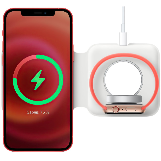 Зарядное устройство для одновременной зарядки iPhone и Apple Watch, Apple MagSafe Duo Charger (MHXF3)