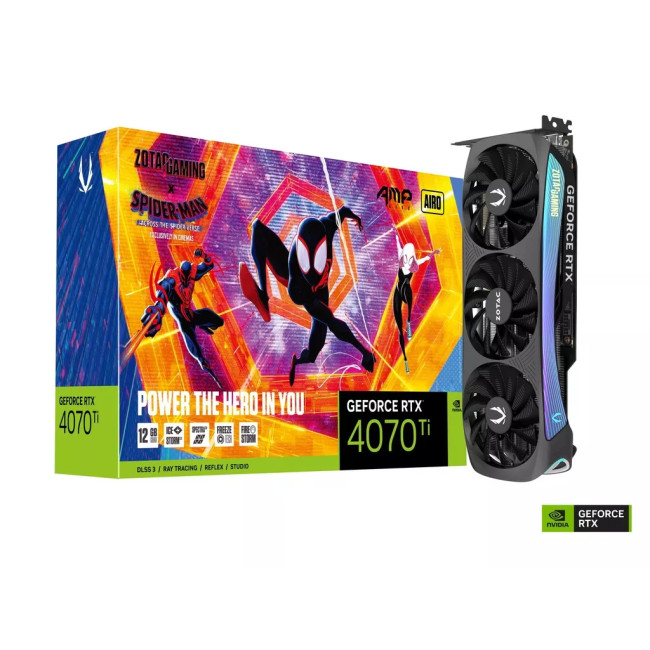 Видеокарта Zotac GAMING GeForce RTX 4070 Ti AMP AIRO SPIDER-MAN: Across the Spider-Verse Bundle (ZT-D40710F-10SMP)