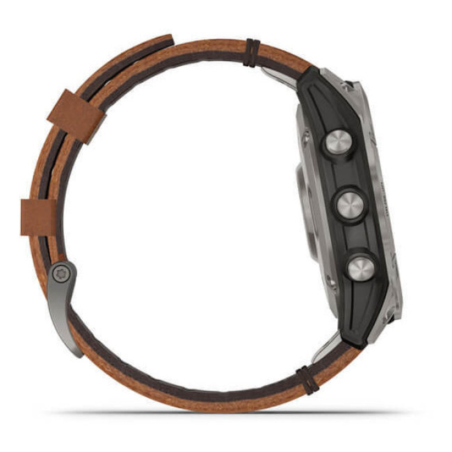 Garmin Fenix 7 Sapphire Solar Titanium with Chestnut Leather Band (010-02540-31)