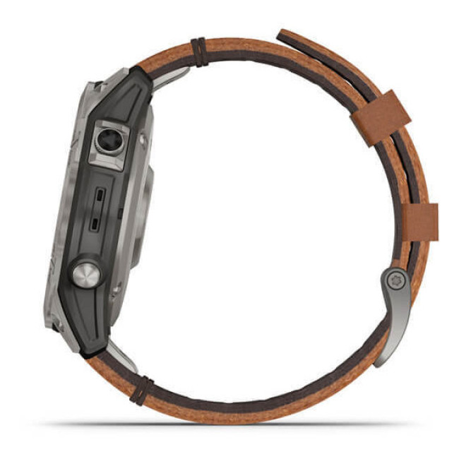 Garmin Fenix 7 Sapphire Solar Titanium with Chestnut Leather Band (010-02540-31)