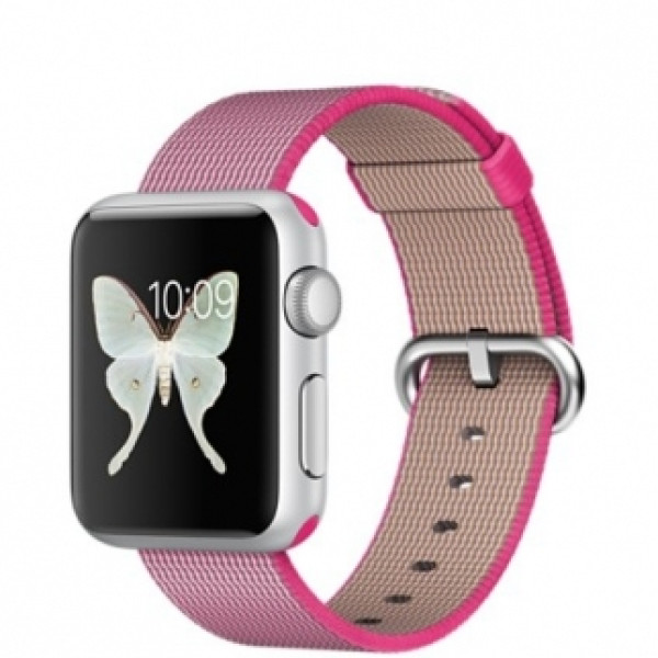 Apple Watch Sport 38mm Silver Aluminum Case with Pink Woven Nylon (MMF32)