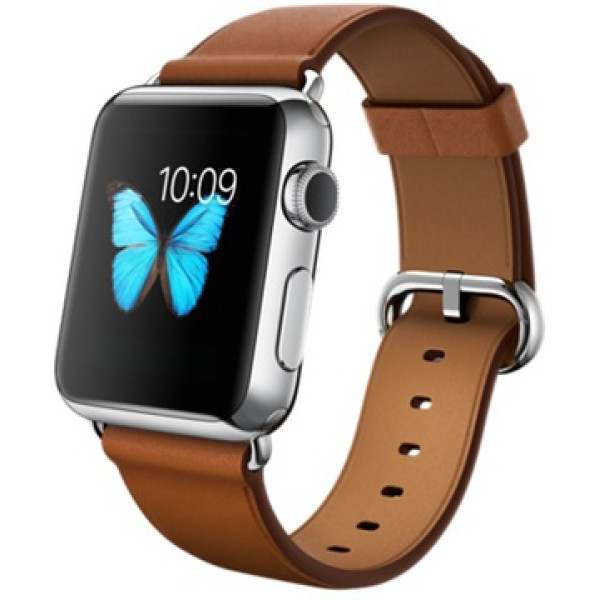 Умные часы Apple Watch 38mm Stainless Steel Case with Saddle Brown Classic Buckle (MLCL2)