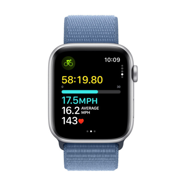 Apple Watch SE 2 GPS 44mm Silver Aluminium Case with Winter Blue Sport Loop (MREF3)