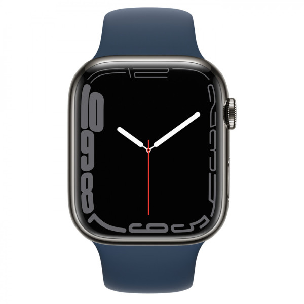 Продажа Смарт-часы Apple Watch Series 7 GPS + Cellular 45mm Graphite S. Steel Case w. Abyss Blue S. Band (MKJH3)