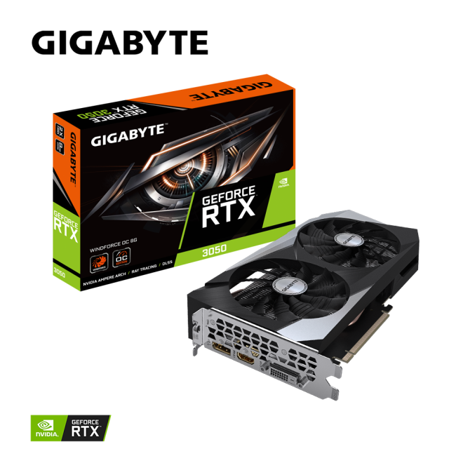 Видеокарта Gigabyte GeForce RTX3050 8Gb WINDFORCE OC (GV-N3050WF2OC-8GD)