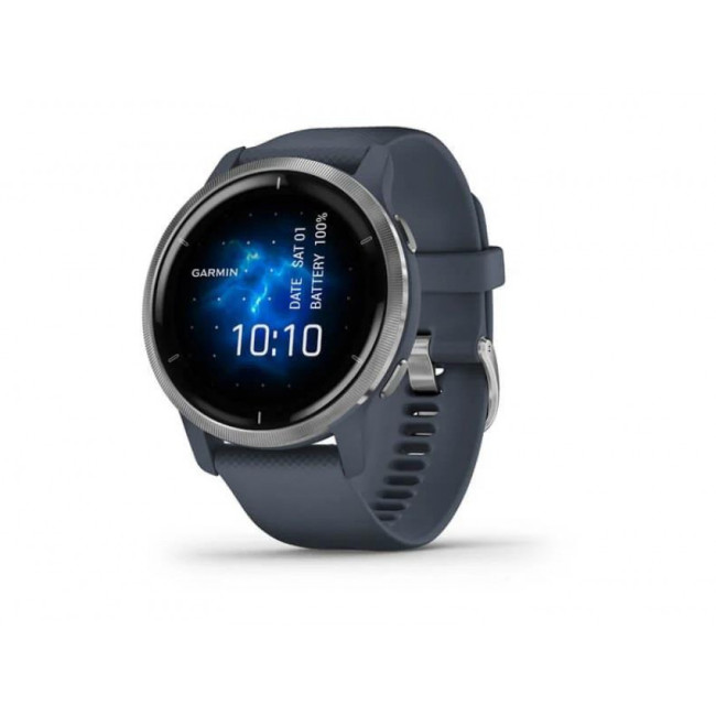 Смарт-часы Garmin Venu 2 Silver Bezel with Granite Blue Case and Silicone Band (010-02430-10/00)