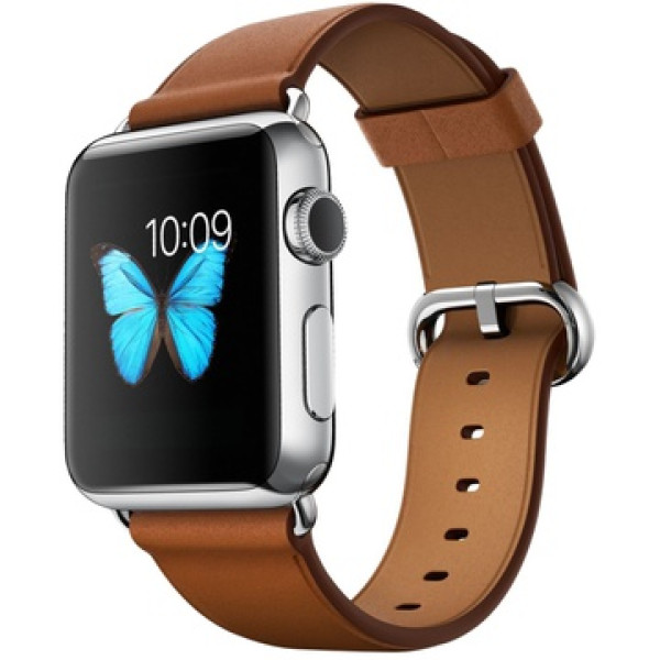 Умные часы Apple Watch 38mm Series 2 Stainless Steel Case with Saddle Brown Classic Buckle (MNP72)