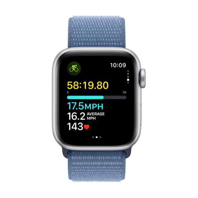 Apple Watch SE 2 GPS 40mm Silver Aluminium Case with Winter Blue Sport Loop (MRE33)