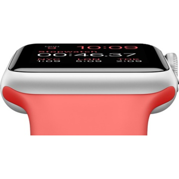 Умные часы Apple Watch Sport 38mm Silver Aluminum Case with Pink Sport Band (MJ2W2)