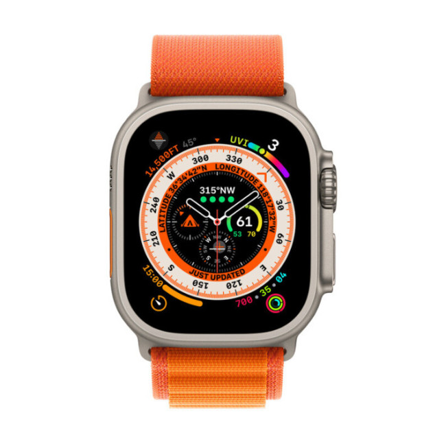 Apple Watch Ultra GPS + Cellular 49mm Titanium Case with Orange Alpine Loop - Large (MQEV3/MQFM3)