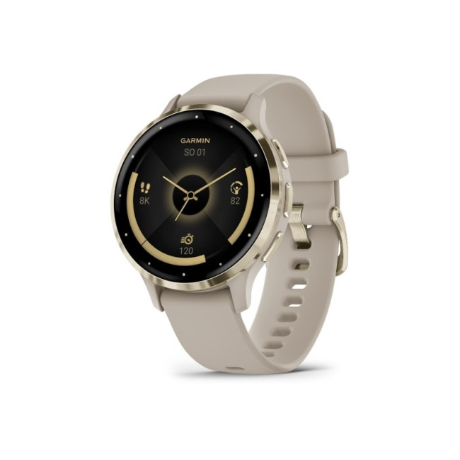 Garmin Venu 3S Soft Gold S. Steel Bezel w. French Gray Case and S. Band (010-02785-02)