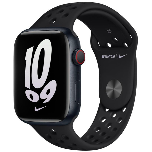 Apple Watch Nike Series 8 GPS 45mm Midnight Aluminium Case w. Чорний/чорний ремінець Nike S. (MPH43)