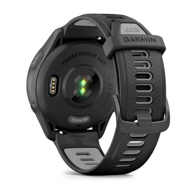 Garmin Forerunner 265 Black Bezel and Case w. Black/Powder Gray Silicone Band (010-02810-00/10/50)