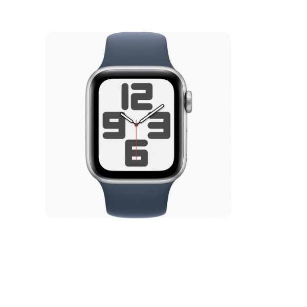 Apple Watch SE 2 GPS + Cellular 40mm Silver Aluminum Case w. Storm Blue Sport Band - S/M (MRGH3)