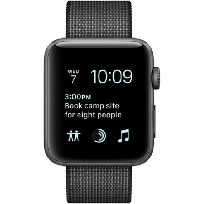 Apple Watch 38mm Series 2 Space Gray Aluminum Case with Black Woven Nylon (MP052)