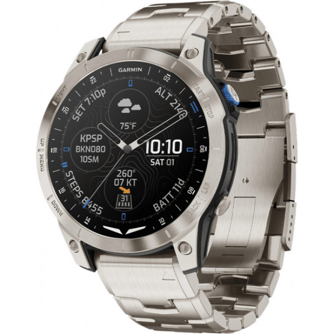 Garmin D2 Mach 1 Aviator Smartwatch with Vented Titanium Bracelet (010-02582-50/51)