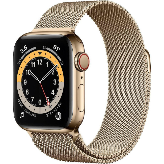 Apple Watch Series 6 GPS + Cellular 44mm Gold Stainless Steel Case w. Gold Milanese L. (M07P3)