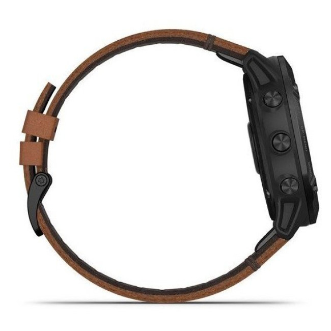 Garmin Fenix 6X Pro Sapphire Black DLC with Chestnut Leather Band (010-02157-14)