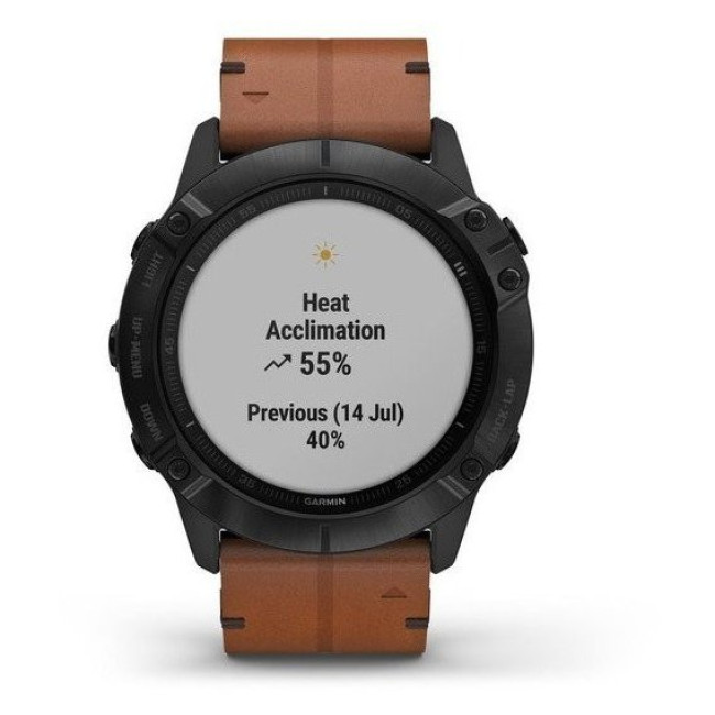 Garmin Fenix 6X Pro Sapphire Black DLC with Chestnut Leather Band (010-02157-14)