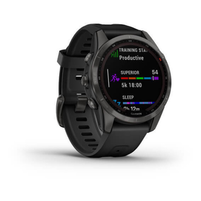 Garmin Fenix 7S Sapphire Solar Carbon G. DLC Titanium w. Black Band (010-02539-24/25)