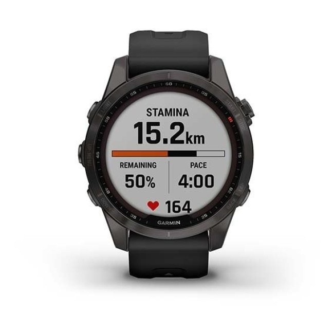 Garmin Fenix 7S Sapphire Solar Carbon G. DLC Titanium w. Black Band (010-02539-24/25)