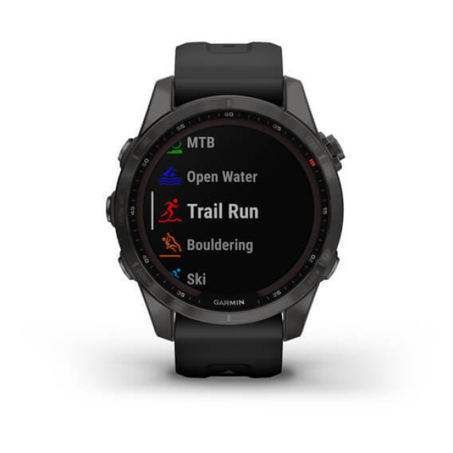 Garmin Fenix 7S Sapphire Solar Carbon G. DLC Titanium w. Black Band (010-02539-24/25)