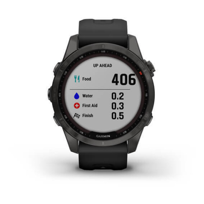 Garmin Fenix 7S Sapphire Solar Carbon G. DLC Titanium w. Black Band (010-02539-24/25)