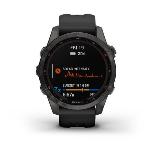 Garmin Fenix 7S Sapphire Solar Carbon G. DLC Titanium w. Black Band (010-02539-24/25)