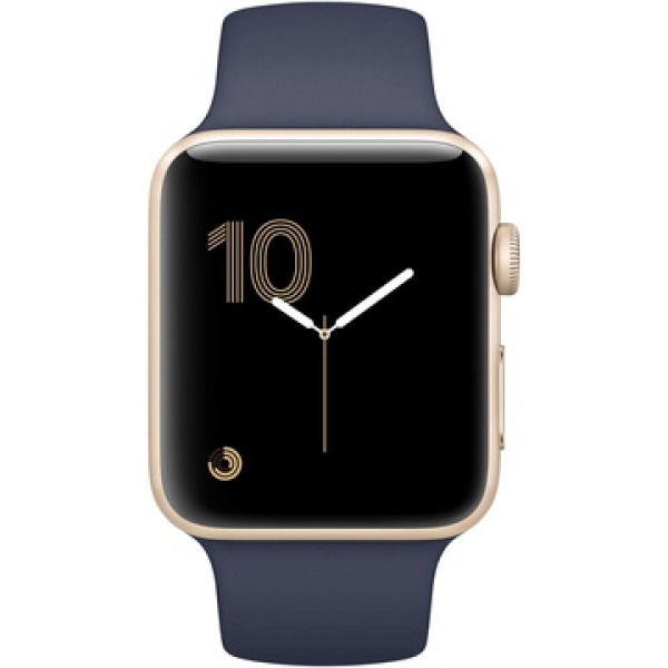 Умные часы Apple Watch 38mm Series 2 Gold Aluminum Case with Midnight Blue Sport Band (MQ132)