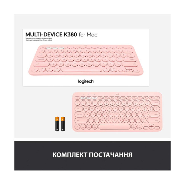 Клавиатура Logitech K380 for Mac Pink (920-010406)