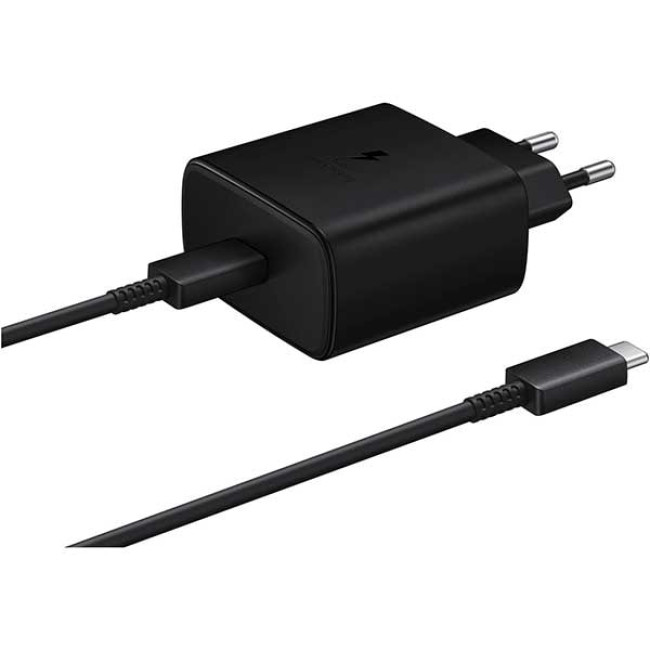 Зарядное устройство Samsung 45W Compact Power Adapter с кабелем Type-C на Type-C, черного цвета (EP-T4510XBEG)