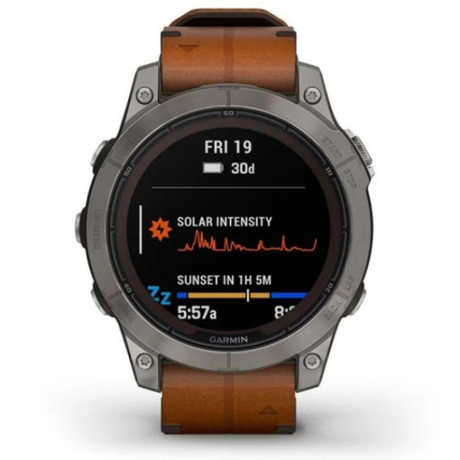 Garmin Fenix 7 Pro Sapphire Solar Titanium with Chestnut L. Band (010-02777-30)