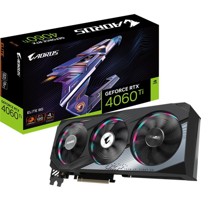 Видеокарта Gigabyte Aorus GeForce RTX 4060 Ti ELITE 8G (GV-N406TAORUS E-8GD)