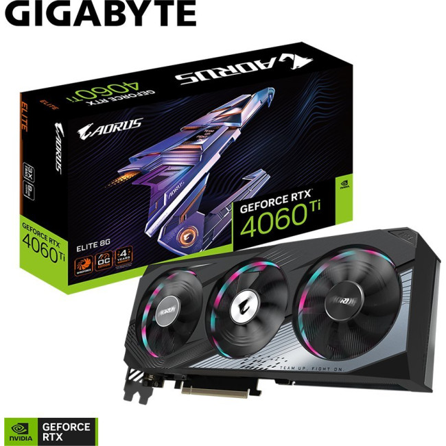 Видеокарта Gigabyte Aorus GeForce RTX 4060 Ti ELITE 8G (GV-N406TAORUS E-8GD)